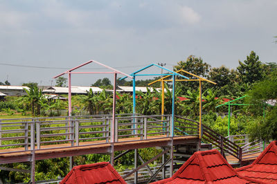 Bridge over river against sky