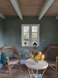 Empty chairs and table at home