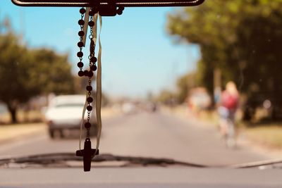 Close-up of chain on street