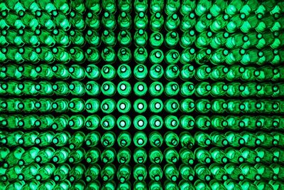 Full frame shot of green bottles