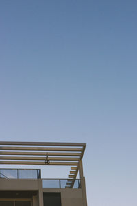 Low angle view of building against clear blue sky