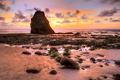 Scenic view of sea against sky at sunset