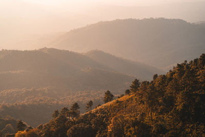 High angle view of mountains against sky