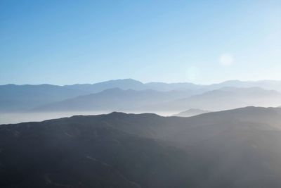 Scenic view of mountains against clear sky