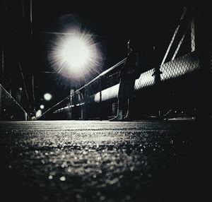 Surface level of illuminated street lights at night