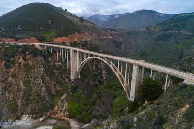 Bixby creek bridge also known as bixby canyon bridge, on the big sur coast of california. drone