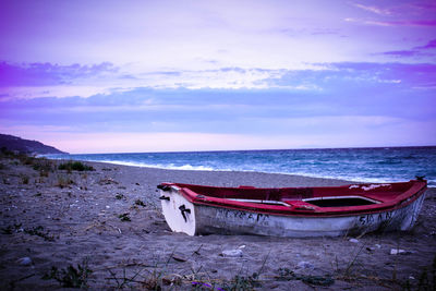 Panoramic view of boats moored in sea