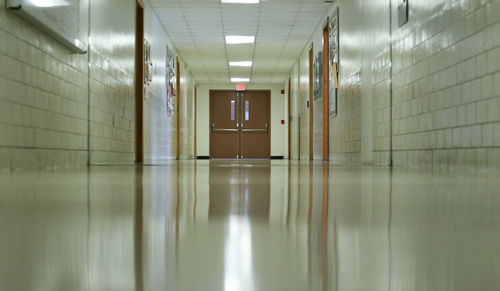 Interior of illuminated building