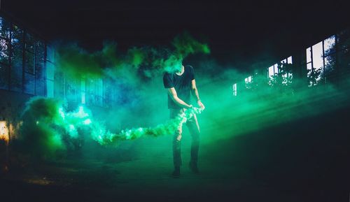 Blurred motion of people at night