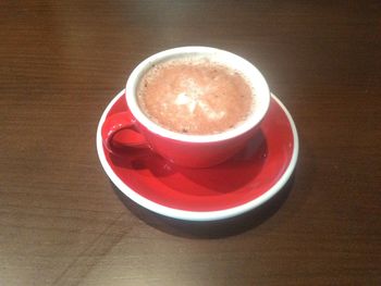 High angle view of coffee on table