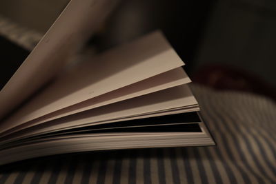 High angle view of books on table