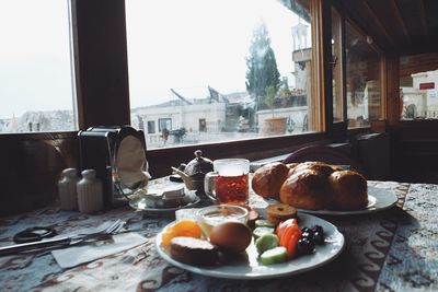 View of breakfast on table