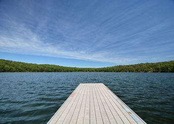 Pier over lake against sky