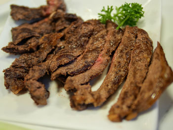 Close-up of meal served in plate