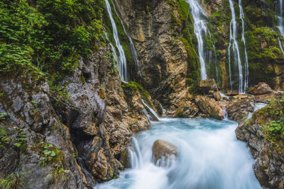 Scenic view of waterfall in forest