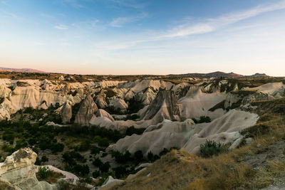 Panoramic view of landscape against sky during sunset