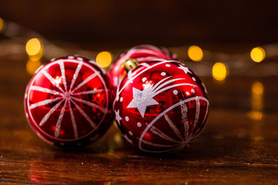 Close-up of christmas decoration on table