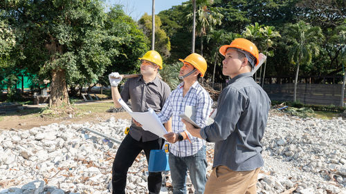 Group of people at construction site