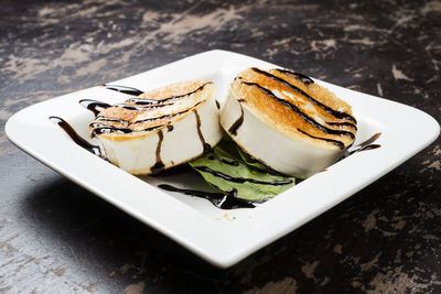 High angle view of cake on plate