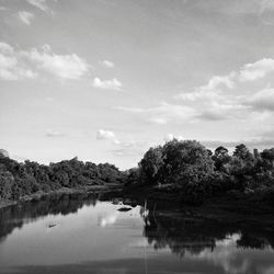 Scenic view of lake against sky