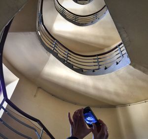 Woman climbing staircase