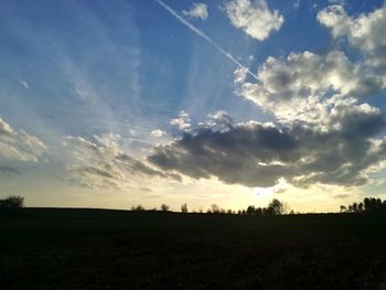 Scenic view of field against sky during sunset