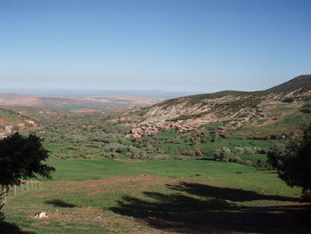 Scenic view of landscape against clear sky