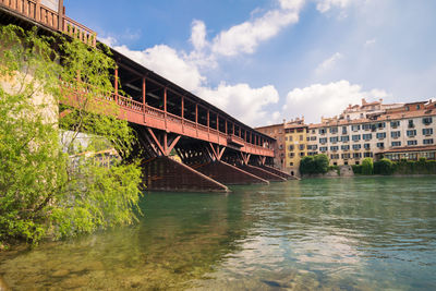 Bridge over river against sky