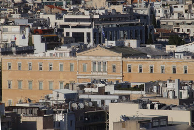 High angle view of residential buildings