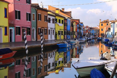 View of canal along buildings