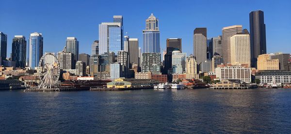 Skyline of seattle from the ferry