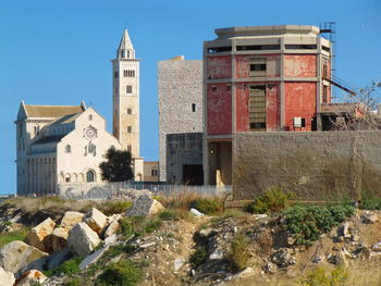 View of buildings against clear sky