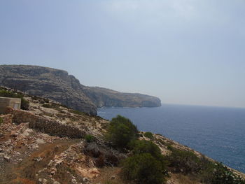 Scenic view of sea against clear sky