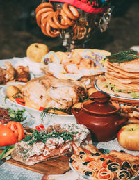 Close-up of food on table