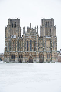 View of cathedral against clear sky during winter