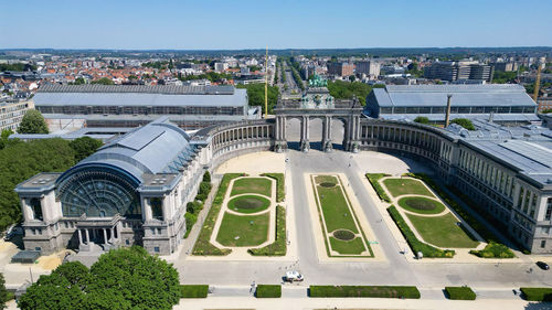 High angle view of buildings in city