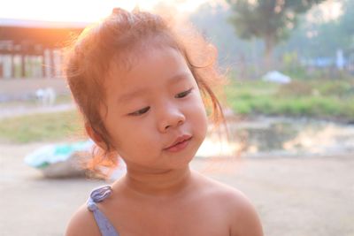 Portrait of girl looking away