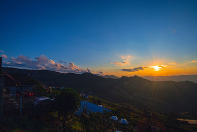 Sunrise in mountain on viewpoint at doi pha tang chiang rai province, thailand