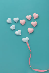 High angle view of heart shape on table