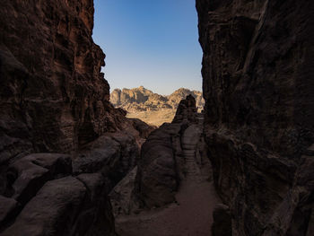 Low angle view of rock formation