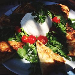 Close-up of salad served in plate