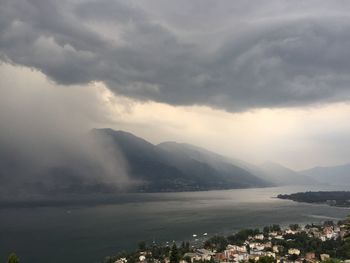 View of storm clouds over mountain