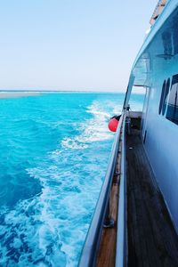 Close-up of sea against clear sky