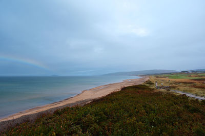 Scenic view of beach against sky