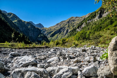 Scenic view of mountains against clear sky