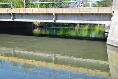 Bridge over river against blue sky