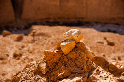 Close-up of stones on rock