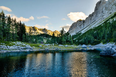 Double lake - dvojno jezero - and triglav lakes lodge - koca pri triglavskih jezerih -  in slovenia.