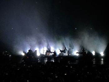 Panoramic view of crowd at music concert