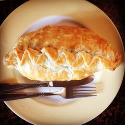 High angle view of dessert in plate on table